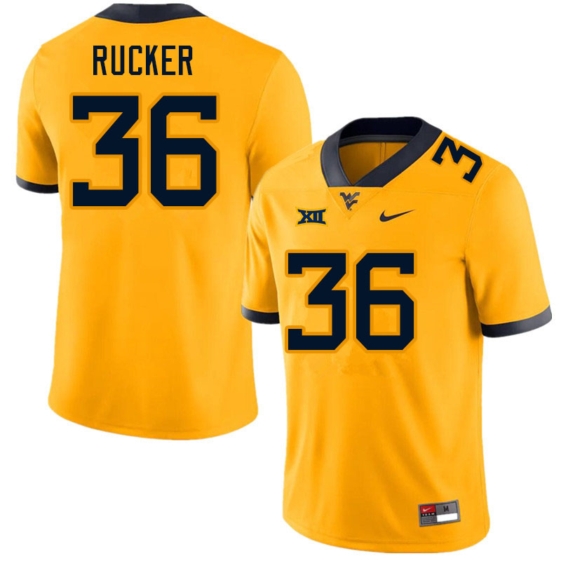 Men #36 Markquan Rucker West Virginia Mountaineers College Football Jerseys Sale-Gold